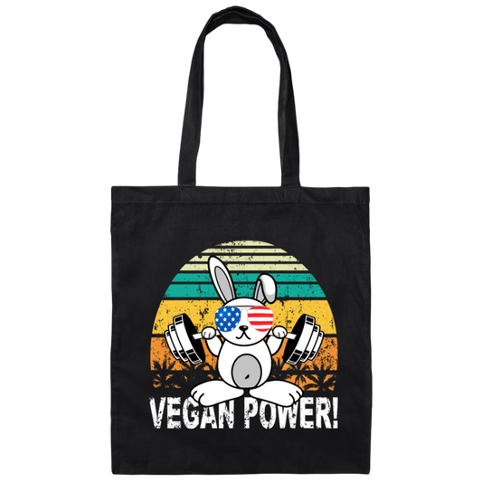 Vegan Power America USA Bodybuilding Gift Idea Canvas Tote Bag