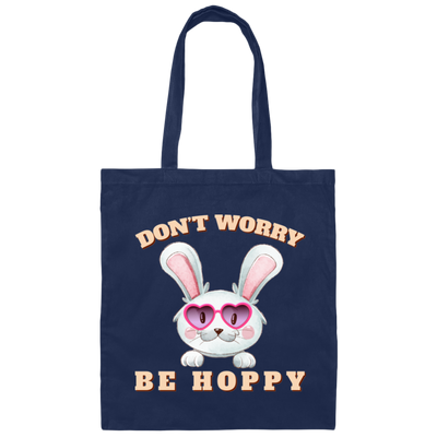 Don't Worry, Be Hoppy, Rabbit Wear Heart Glasses Canvas Tote Bag