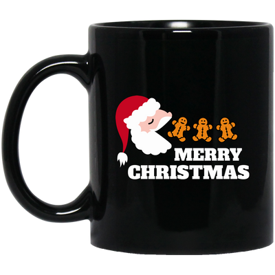 Merry Christmas, Santa Claus, Santa Pacman, Gingerbread Black Mug