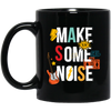 Make Some Noise, Love The Rock Music, Guitar, Cassette Black Mug