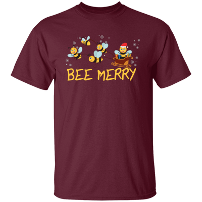 Bee Merry, Cute Bee, Funny Bee, Bee Christmas, Merry Christmas, Trendy Christmas Unisex T-Shirt