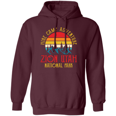 Hike Camp Adventure Zion Utah National Park, Retro Zion Pullover Hoodie