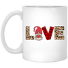 Love Text Design, Red Gnome, Leopard Pattern, Valentine's Day, Trendy Valentine White Mug