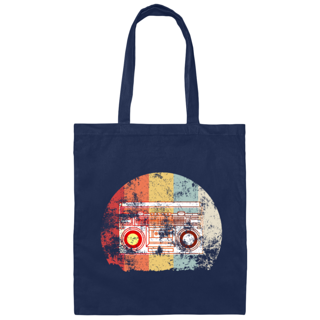 Retro Radio Colorful Music Gift Idea Vintage Style Canvas Tote Bag