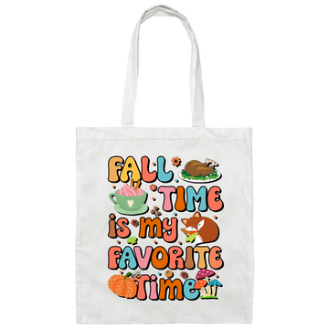 Fall Time Is My Favorite Time, Thanksgiving Holiday Canvas Tote Bag