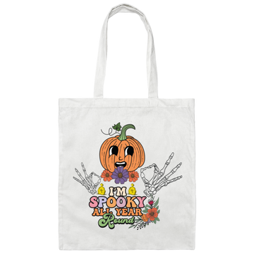 I'm Spooky All Year Round, Funny Pumpkin, Halloween's Day Canvas Tote Bag