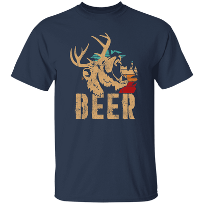 Bear And Deer, Big Roaring Vintage, Retro Wild Animal, Beer Mix Deer Unisex T-Shirt