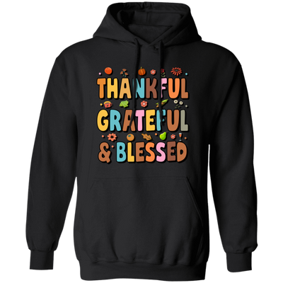 Groovy Thankful, Groovy Grateful, Blessed, Thanksgiving Pullover Hoodie