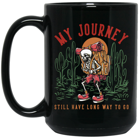 My Journey Still Have Long Way To Go, Skeleton Cowboy Black Mug