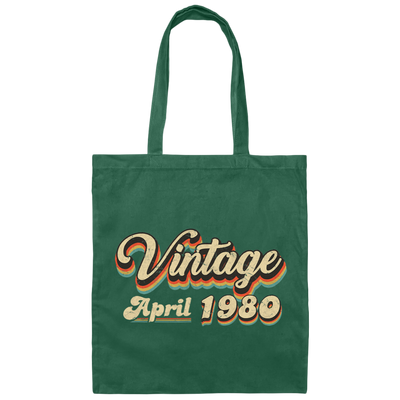 Birthday Gift Vintage April 1980 Canvas Tote Bag
