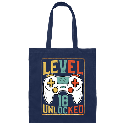 Level 18 Unlocked, Birthday 18th, Video Games Lover, Best 18th Gift Canvas Tote Bag