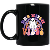 Dad Witch Vibes, Ghost Halloween, Groovy Halloween Black Mug