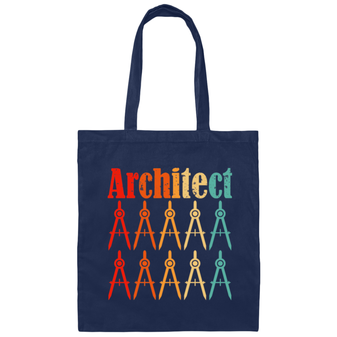 Architecture Student, Architect Compass Retro, Love Math, Love Compass Canvas Tote Bag