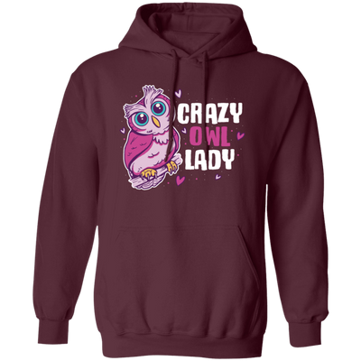 Crazy Owl Lady, Merry Xmas Gift For Owl Lover Purple Tone, Owl In Space Pullover Hoodie