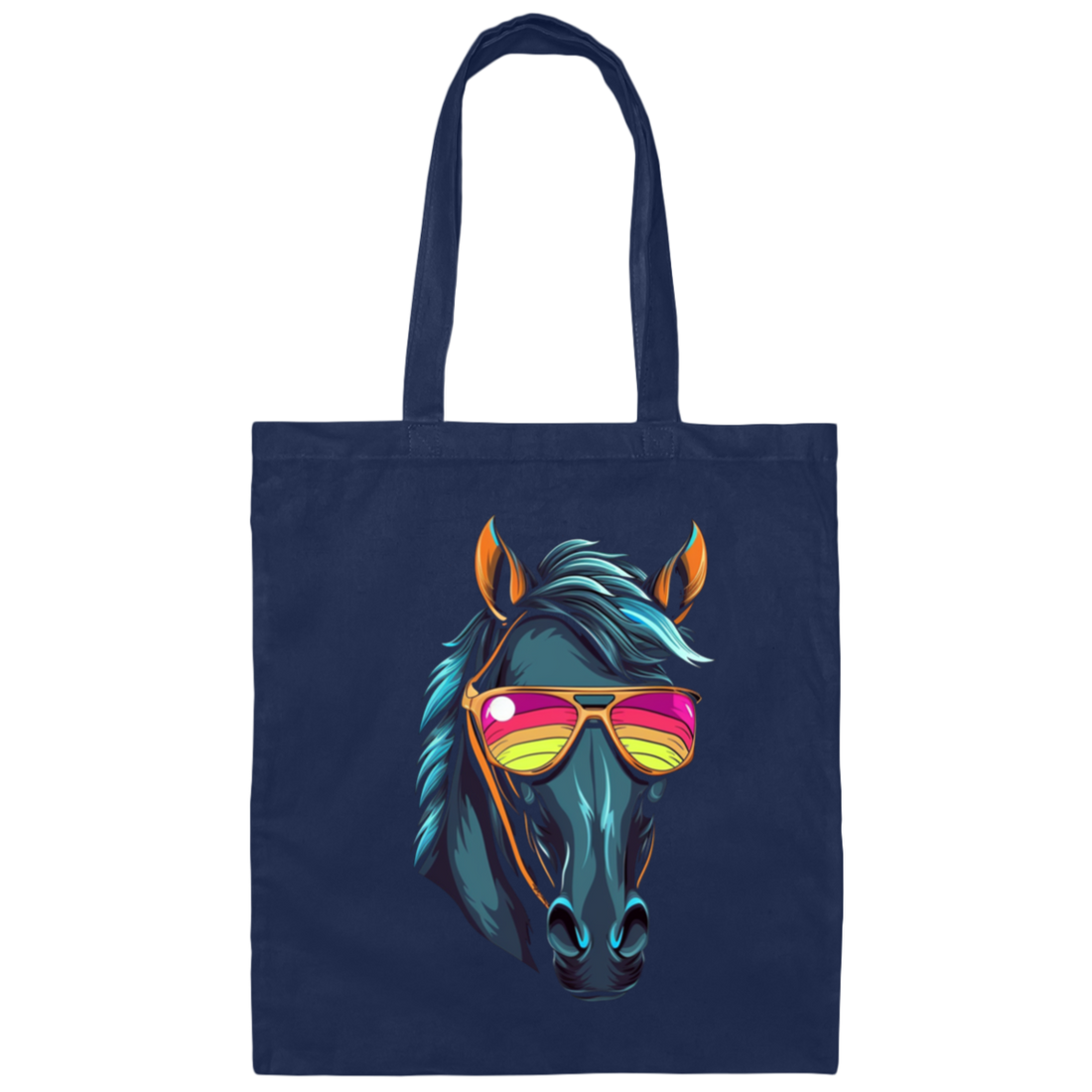 Funny Racing Horse, Horse Wear Sunglasses, Looking Directly At You Canvas Tote Bag