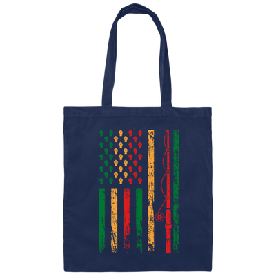 Fishing Rod, American Flag, Black Juneteenth, American Sport, Black History Canvas Tote Bag