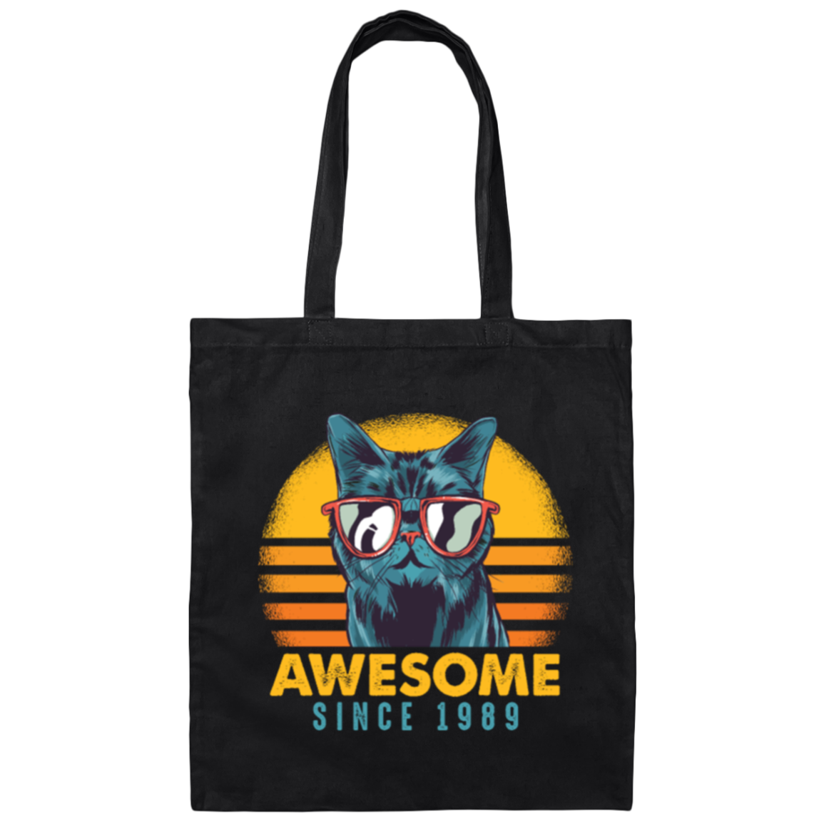 1989 Birthday Gift, Cat Lover Gift, Awesome Since 1989, Retro Cat Gift Canvas Tote Bag