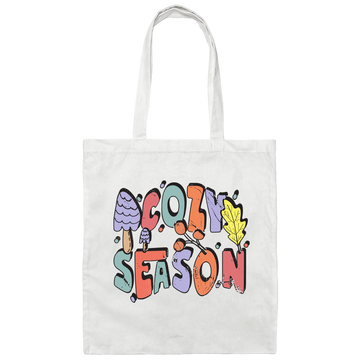 Cozy Season, Fall, Autumn, Groovy Fall Season Canvas Tote Bag