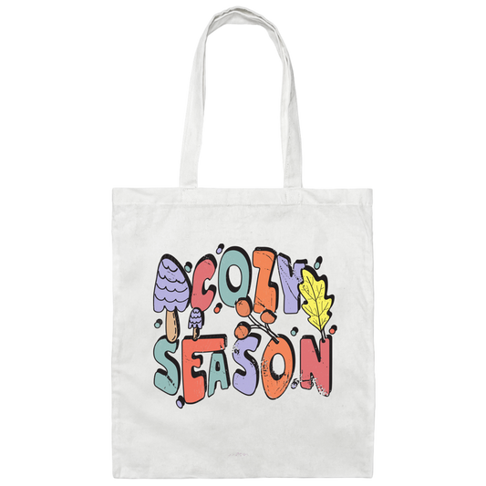 Cozy Season, Fall, Autumn, Groovy Fall Season Canvas Tote Bag