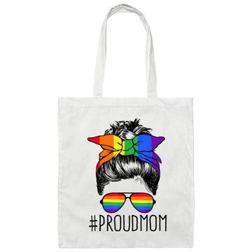 Freemomhugs, Proud Mom, Proud LGBT Mom, Messy Bun, Mother's Day Canvas Tote Bag