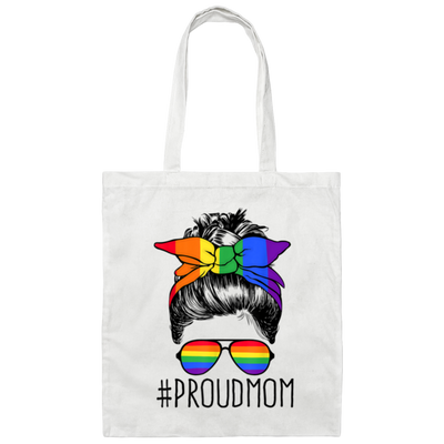 Freemomhugs, Proud Mom, Proud LGBT Mom, Messy Bun, Mother's Day Canvas Tote Bag