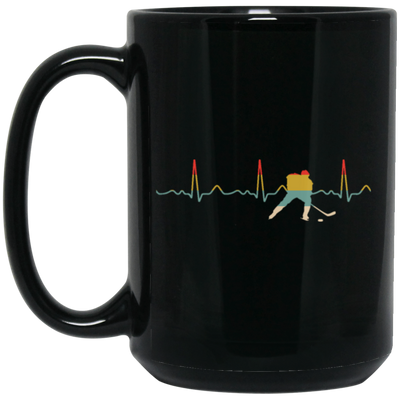 Ice Hockey Heartbeat, Ice Hockey Gift, Love Ice Hockey, Hockey Sport Lover Black Mug