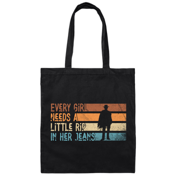 Girl Gift, Love My Girl Retro, Every Girl Need A Little Rip In Her Jeans, Retro Girl Gift Canvas Tote Bag