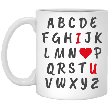 I Love You Alphabet, Valentine Alphabet, Love Valentine White Mug