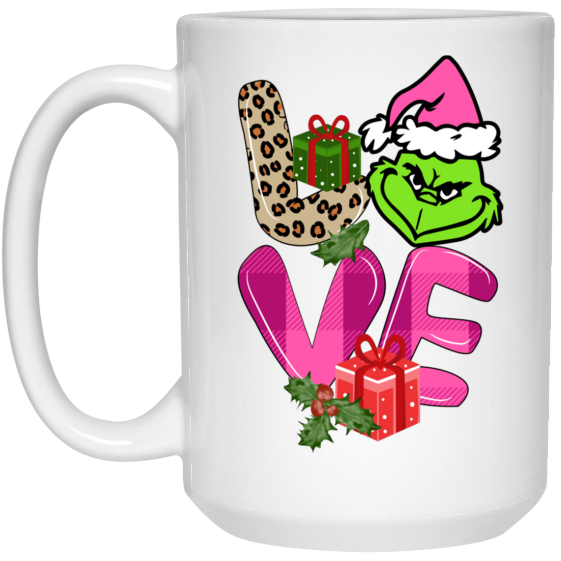Love Grinch, Pink Grinch, Funny Love Grinch, Trendy Grinch, Merry Christmas, Trendy Christmas White Mug