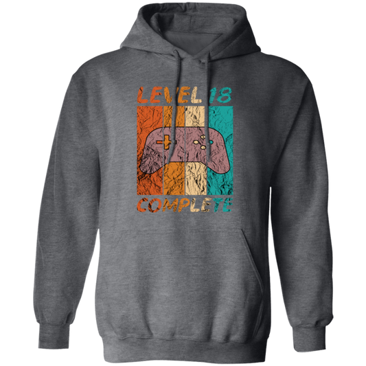 Level 18 Complete, 18th Birthday Gift, Eighteen Gamers, 18 Level Best Gift Pullover Hoodie