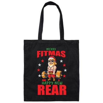 Merry Fitmas And Happy New Rear, Merry Xmas, Funny Gym Fitness In Christmas, Fit Santa Canvas Tote Bag