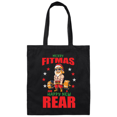 Merry Fitmas And Happy New Rear, Merry Xmas, Funny Gym Fitness In Christmas, Fit Santa Canvas Tote Bag