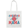 Mama American, Groovy Mama, Retro Mama, Smile Icon Canvas Tote Bag