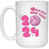 Happy New Year, 2024 New Year, Pink Bauble, Trendy New Year, Merry Christmas, Trendy Christmas White Mug