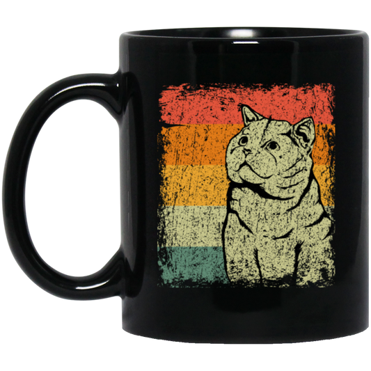 Cat Lover, Vintage British Shorthair Cat, Love Shorthair Cat, Luxury Cat Black Mug