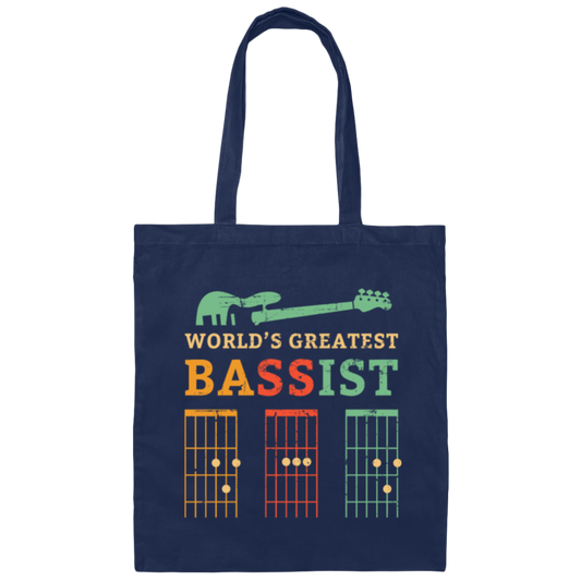 Retro Bassist Dad, Guitar Dad Gift, Love Music, Best Of Music Canvas Tote Bag