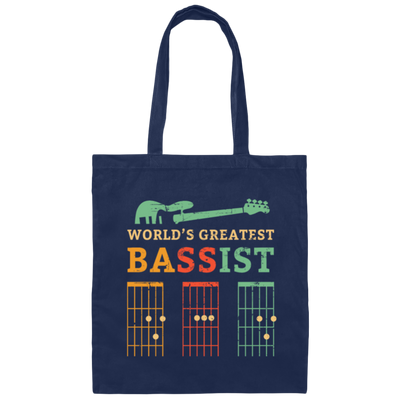 Retro Bassist Dad, Guitar Dad Gift, Love Music, Best Of Music Canvas Tote Bag