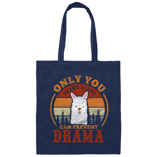 Retro Only You Drama Llama Can Prevent Drama Canvas Tote Bag