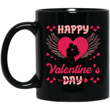 Happy Valentine's Day, Heart Swings, Pink Valentine Black Mug