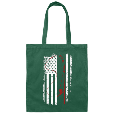 American Flag, Love To Fishing, Retro Fishing Lover, Fishing Lover Canvas Tote Bag