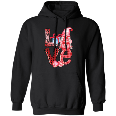 Love Gnome, Pink Leopard, Cute Love, Cute Valentine Pullover Hoodie