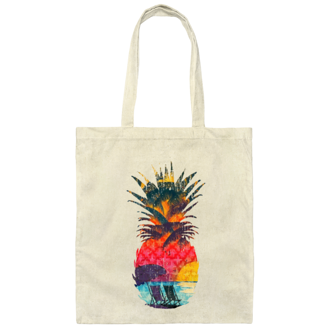 Pineapple, Vintage Summer Beach In Pineapple Canvas Tote Bag