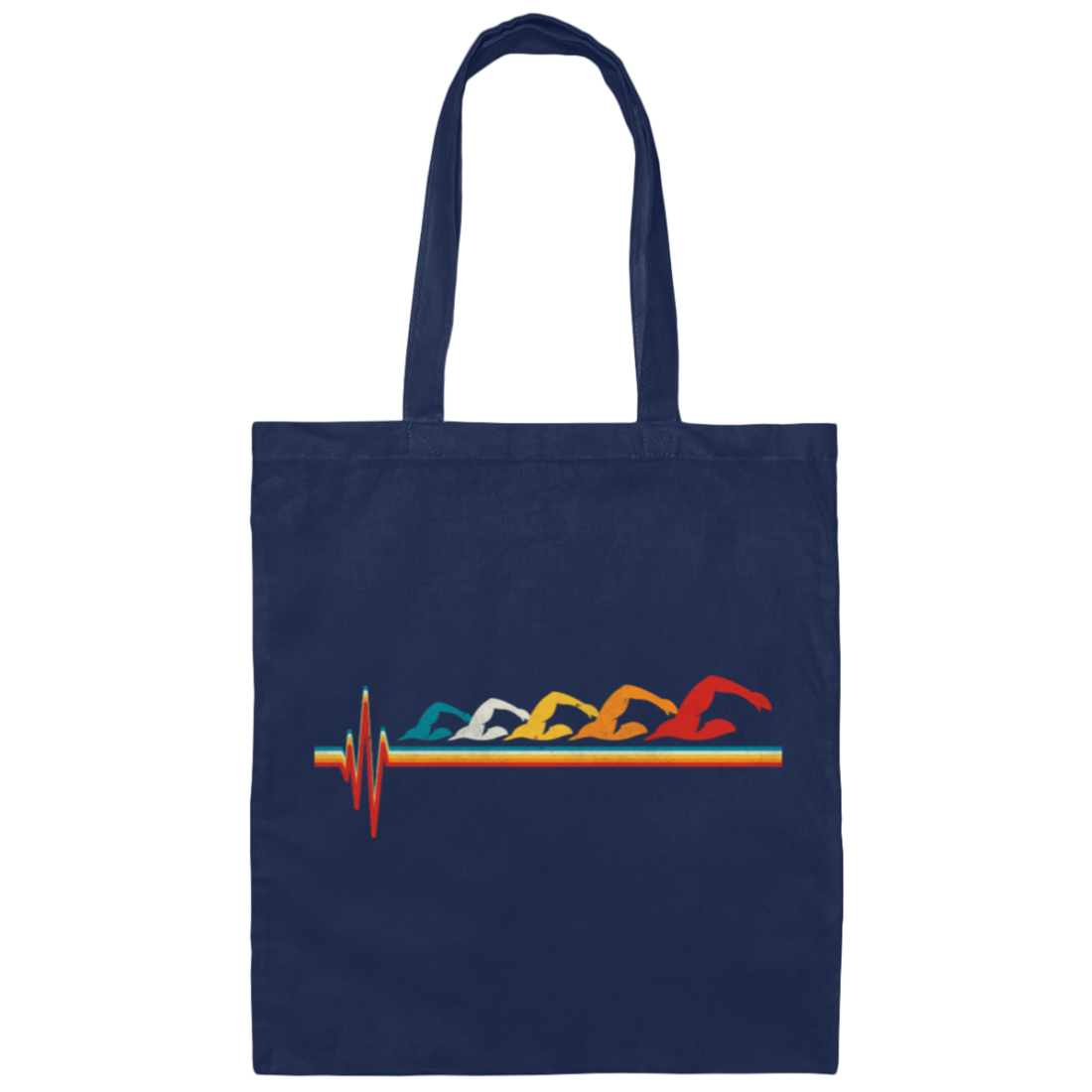 Retro Swimming Swimmer Heartbeat Water Sport Funny Canvas Tote Bag