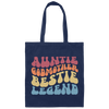 Auntie Godmother Bestie Legend, Retro Mother Gift Canvas Tote Bag