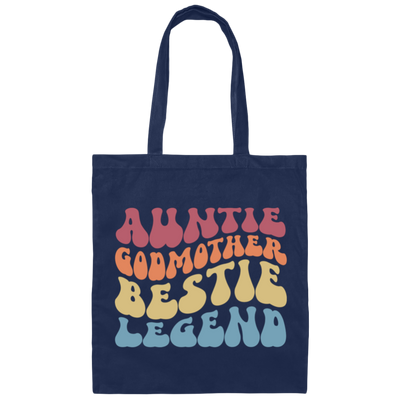Auntie Godmother Bestie Legend, Retro Mother Gift Canvas Tote Bag