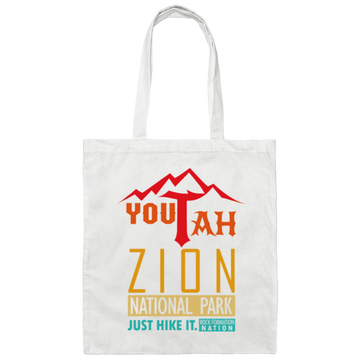 Zion National Park - YOUTAH Rock Formation Nation, Retro Zion National Park Canvas Tote Bag