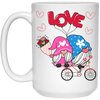 Cute Gnome, Gnome Couple, Gnome Ride A Bike With Love, Valentine's Day, Trendy Valentine White Mug