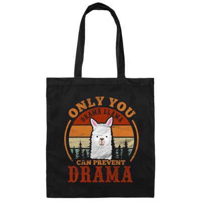 Retro Only You Drama Llama Can Prevent Drama Canvas Tote Bag