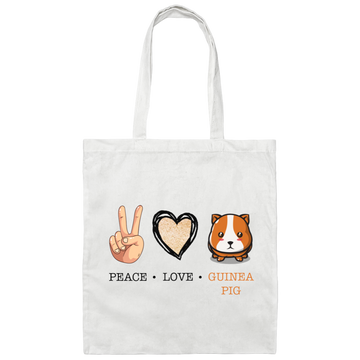 Peace Love Guinea Pig, Guinea Pig Cartoon Canvas Tote Bag