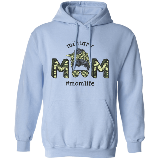 Military Mom, Mom Life, Army Mom, Messy Bun Pullover Hoodie